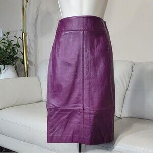 🚩Softest Boss High Waisted Raspberry Sheap Leather Pencil Skirt Size0